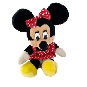 Vtg Disneyland Minnie Mouse Plush Doll 12" Red Polka Dot Yellow Shoes Korea 1997